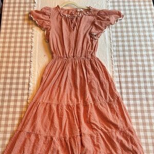 Max Studio Red Gingham Midi Dress